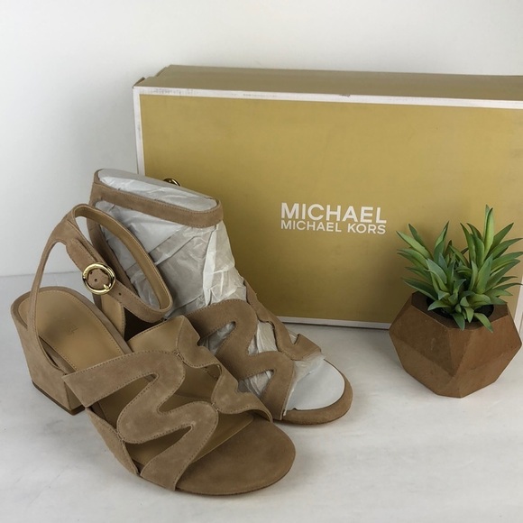 NEW Michael Kors Annalee Ankle Strap Peep Toe Sandals Heels 9.5 - Picture 2 of 11